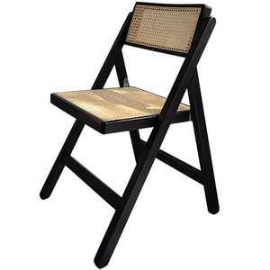 Folding Rattan Chair Natural Wood Color Rectangular Garden Chair For Study Room Coffee Shop Japanese Style Lounge <b>Stool</b> - Product Image 4