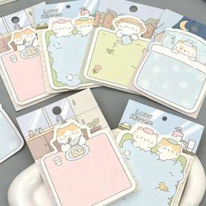 H&Q Kawaii Cat Shaped Self-Adhesive <b>Memo</b> <b>Pads</b> 4 Styles Lazy Kitten Theme Cute Office School Stationery Reminders - Product Image 1