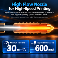 Nosel Baja Terpadu Berkualitas Tinggi dengan Bodi Tembaga, Aliran Udara Tinggi, Penggantian Cepat untuk Creality K2 / K2 Pro / K2 Plus