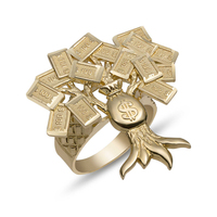 14K Vergoldeter Glücksring mit Geldsack-Baum-Motiv, Münzthemen-Band, Unisex, Ideal für den Alltag