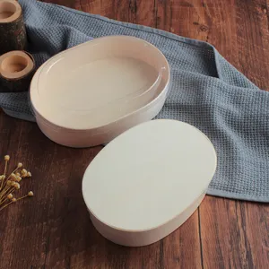 Disposable Hot Selling Wooden Bento Box Wooden Oval Box With Wooden Lid Plastic Lid