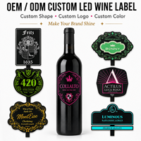 Autocollant LED pour bouteille de vin en PET imperméable, personnalisé avec logo, pour promotion de la campagne de boissons de la vinière Longstargift