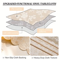 Nappe en vinyle brodée florale robuste imperméable à l'huile résistant aux taches couverture de table essuyable pour la décoration de la maison