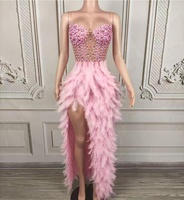 Schwarzer Schwan Diamant-Feder Partykleid Erwachsenen-Modell Laufsteg Trendiges Sexy Kleid Geburtstag Luxuriöses Abendkleid