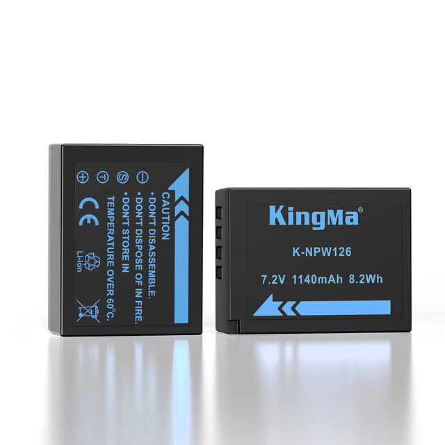 KingMa Rechargeable NP-W126 1140mAh 7.2V Li-ion Battery Pack for Fujifilm X-S10 XT-3 XT-30 X-E3 Cameras