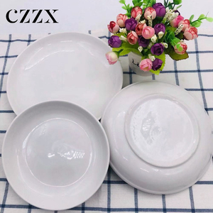 Chinese factory new style spaghetti steak snack tableware round plain white decal fine porcelain deep <strong>soup</strong> fruit dinner <strong>plate</strong>