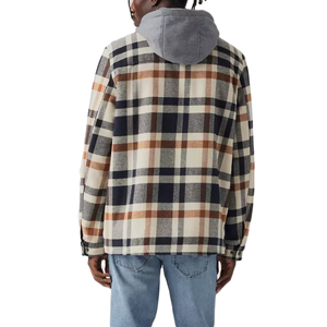 Veste doublée <span class=keywords><strong>Sherpa</strong></span> en coton écossais pour hommes avec capuche détachable double poches poitrine <span class=keywords><strong>surchemise</strong></span> matelassée pour vêtements de travail d'hiver - Product Image 6