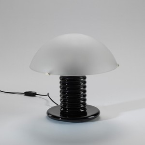 Lampe de table en verre en forme de champignon, base noire, lumière LED, éclairage de bureau à domicile, 30x30 cm, ampoule E27, commande par interrupteur - Product Image 2