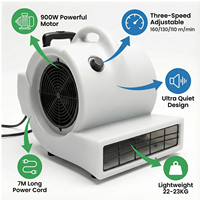 Souffleur d'air portable 2900W 220V 3 vitesses, silencieux, électrique, avec roues, poignée de transport et câble de 12m pour le séchage en construction