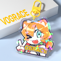 Porte-clés promotionnel Vograce Pro, coloré, holographique, anime, personnalisé, paillettes, époxy, chaînes translucides, porte-clés en acrylique