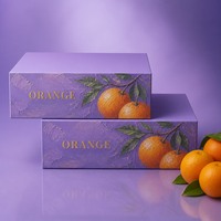 Boîte cadeau rigide personnalisée pour emballage de fruits frais d'orange de qualité supérieure, avec couvercle et base artistiques violet lavande, vente en gros