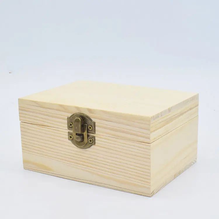 工場カスタム木製ボックスヒンジ蓋無垢パインウッド記念品工芸品ギフトボックス