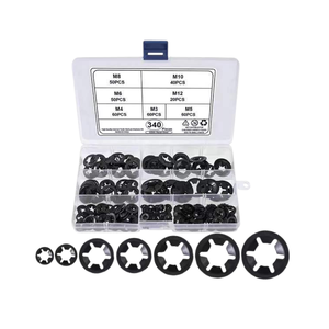 Kit d'assortiment de 340 rondelles étoiles à dents internes personnalisables, 7 tailles, rondelles de verrouillage à enfoncer, clips rapides, attaches - Product Image 1