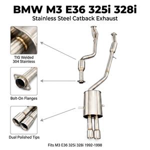   Échappement Catback pour M3 <span class=keywords><strong>E36</strong></span> 325i <span class=keywords><strong>328i</strong></span> 1992-1998 en Acier Inoxydable, Tuning OEM, Tuyaux d'Échappement à Montage Direct, Amélioration du Son - Product Image 1