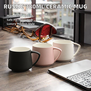 Taza de Café de Cerámica Personalizada Rústica de 380 ml, Estilo Nórdico Moderno, en Azul Mate, Rosa, Negro y Blanco, Regalos Empresariales, Apta para Microondas y Lavavajillas - Product Image 2
