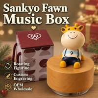 Carrousel musical en bois rotatif avec animaux, 18 notes, mécanisme à remonter, 20 adorables amis du zoo, cadeau souvenir gravé sur mesure, vente en gros OEM