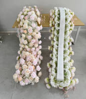 Handgemaakte kunstzijde bloemen centerpiece tafelloper met rozen design, real touch, voor bruiloften, binnen- en buitendecoratie