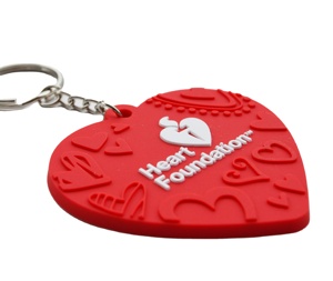 Low Cost Custom Quality Promotional Soft PVC Rubber Keychain Red Heart Shaped Rubber Keyring