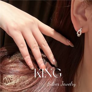 King <b>Silver</b> Jewelry Horseshoe Buckle <b>Stud</b> Earrings S925 Sterling <b>Silver</b> Gold Plated Minimalist Luxury Style Everyday Wear - Product Image 4