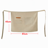 Tablier de taille en toile personnalisé avec logo et poches, court, pour serveurs/serveuses, uniforme de personnel de café, restaurant, bar, vente en gros