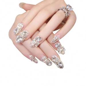 24 unids/caja hermosa <span class=keywords><strong>novia</strong></span> 3D acrílico diseño Prensa en <span class=keywords><strong>uñas</strong></span> con diamantes de imitación para la <span class=keywords><strong>novia</strong></span> Punta de <span class=keywords><strong>uñas</strong></span> - Product Image 2
