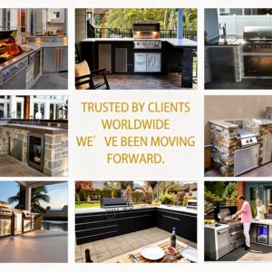 شواية فحم خارجية حديثة من الفولاذ المقاوم للصدأ مقاس 32 بوصة، مقاومة للعوامل الجوية، مع جزيرة شواء قابلة لتعديل الارتفاع للاستخدام المنزلي، بحد أدنى منخفض للطلب - Product Image 3