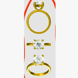 แหวนเพทายทรงกลม 9 มม. แบบกรงเล็บสำหรับผู้หญิง - Product Image 2