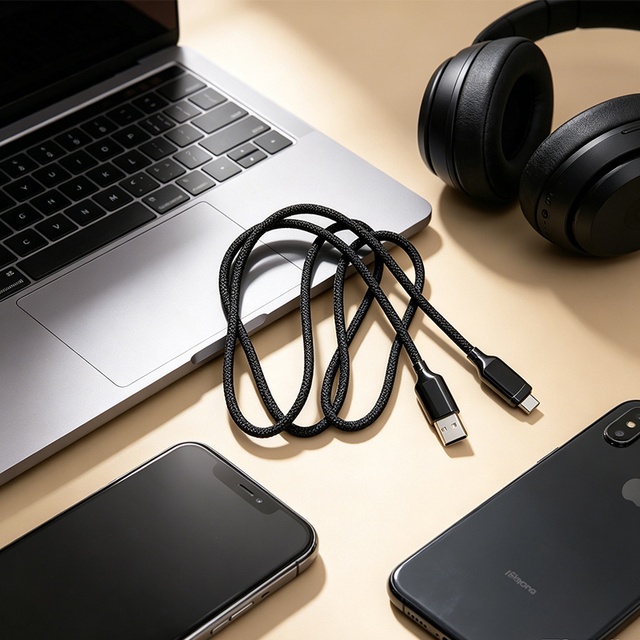 4MM 100CM fabric braided USB-A to micro cable wire cable data transfer charging cable with indicator lamp for adapter charger