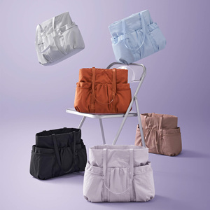 Portable Nylon Casual Tote Handbag Multiple Outer Pockets Zipper Cross-Body Strap Water-resistant Lightweight Large Capacity - Product Image 6