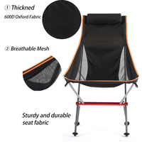 Vente en gros de chaises de plage pliantes à dossier haut personnalisées OEM Mobilier d'extérieur léger et durable en tissu Oxford 600D pliable et portable