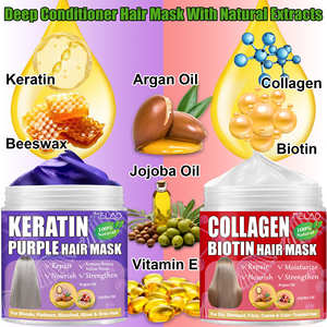 Mascarilla Capilar de Queratina Natural de Marca Privada para Cabello Rubio, Tratamiento Reparador con Aceite de Argán Orgánico, Mascarilla Capilar de Queratina OEM - Product Image 6