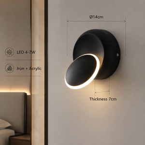 โคมไฟติดผนังอะคริลิค LED รุ่นใหม่ 4 ถึง 7 วัตต์ แสงวอร์มไวท์ ทรงกลม ปรับได้ 360 องศา แบบสัมผัส สำหรับข้างเตียง ใช้ภายในบ้าน ห้องนอน ห้องนั่งเล่น - Product Image 4