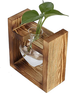 NEW Heart Shape Glass Vase Hydroponic Vases Terrarium Planter With Wooden <b>Stand</b> for Indoor Wedding Desktop Decoration - Product Image 4