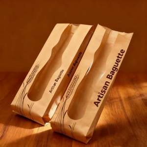 Sacs en papier kraft personnalisés durables pour pain français, avec fenêtres transparentes, en matériaux recyclés, impression sérigraphique, vente en gros - Product Image 6