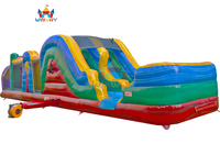 Parcours d'obstacles gonflable commercial coloré pour enfants – Défi interactif pour fêtes et locations événementielles