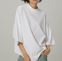 Custom Logo High Street Style Boxy Fit T-Shirts 305gsm Katoenen Print O-hals Gebreide Modieuze Cropped T-Shirts