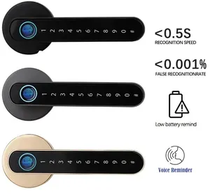 Fingerprint smart handle door lock Tuya App optional password IC card unlock Password Wifi door Locks