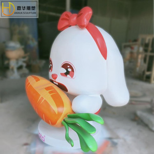 Sculpture de lapin en fibre de verre pour décoration de jardin extérieur, ornement de pelouse de Pâques, figurine à poser au sol - Product Image 2