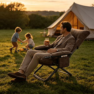 Fauteuil inclinable moderne, réglable, portable, rembourré et pliable <span class=keywords><strong>avec</strong></span> <span class=keywords><strong>accoudoirs</strong></span> et poche latérale, <span class=keywords><strong>chaise</strong></span> <span class=keywords><strong>de</strong></span> loisirs <span class=keywords><strong>pour</strong></span> mobilier d'extérieur et camping - Product Image 3