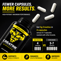 Capsules de créatine en gommes, 120 comprimés, booster musculaire, complément d'entraînement sans sucre, soutien immunitaire, musculation, fitness, 5 g de protéines