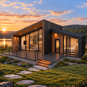 Casa Prefabricada Modular de Lujo, Independiente de la Red, con Energía Solar, Expandible, de 40 pies, Tipo A-Frame, Casa Pequeña de Cristal, Hotel Prefabricado para Resort - Product Image 1