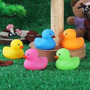 50 mini canards en caoutchouc multicolores en vrac pour le bain, cadeaux de fête prénatale, anniversaire, fêtes en classe, été, plage, piscine - Product Image 2