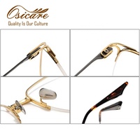 Montures optiques de luxe en titane, demi-cerclées, vente en gros, lunettes d'ordinateur, logo personnalisé, alliage léger