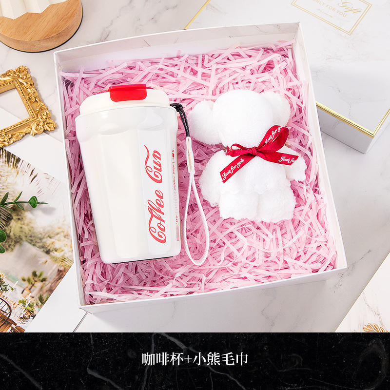 ชุดแก้วกาแฟ หมี และผ้าขนหนู [กล่องของขวัญ (2 ชิ้น)]