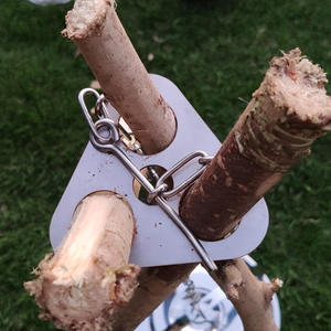 Outdoor Camping Campfire Tripod Triangular <b>Hanging</b> Pot <b>Bracket</b> Portable Stainless Barbecue Rack Picnic Multifunctional Ring Hook - Product Image 1