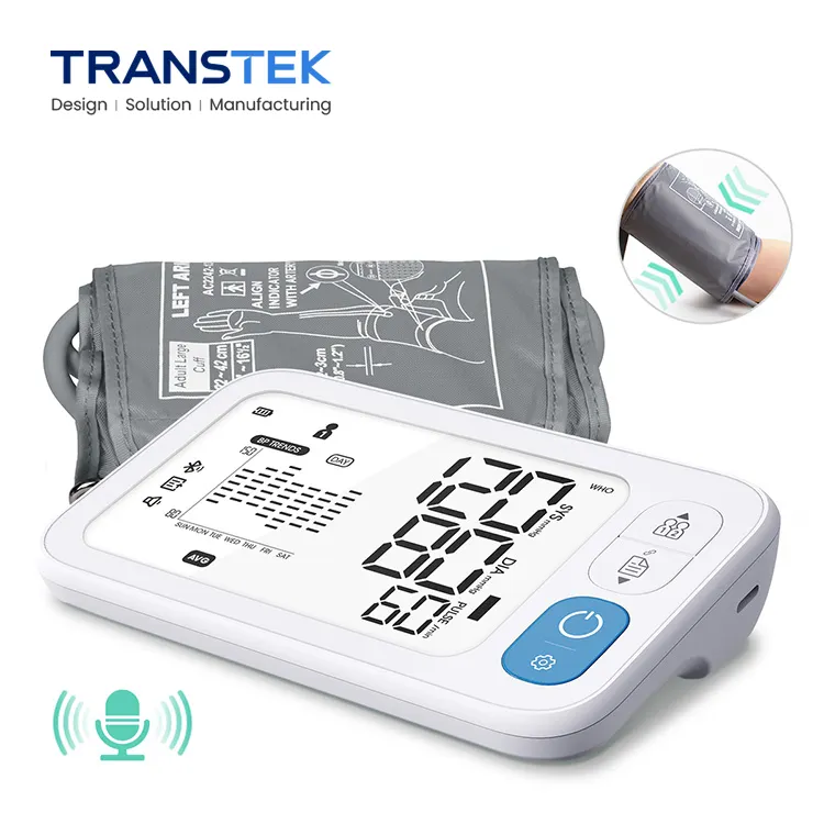 TRANSTEK Home Medical LCD Display Voice Automatic Electronic Upper Arm Type Wireless Digital BP Machine Blood Pressure Monitor