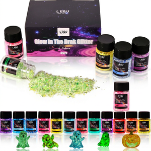 LEQU Happy And Fun, Set de Purpurina Fluorescente de 12 Colores Neón, 10g por Bolsa, Polvo Brillante para Manualidades y Decoración - Product Image 2