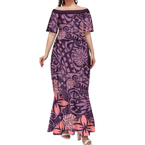 Fishtail-vestido de noche Polynesian Puletasi Micronesian Style Mermaid <span class=keywords><strong>Prom</strong></span> Dress Mujeres Sexy Off Shoulder Bodycon Vestidos de fiesta - Product Image 2