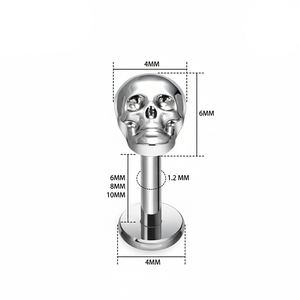 เครื่องประดับเจาะร่างกายแบบเกลียวใน รุ่น G23 ไทเทเนียม ลายหัวกะโหลกสิงโต พร้อมปีก  สำหรับเจาะริมฝีปาก หู ลิ้น และเฮลิกซ์ - Product Image 5