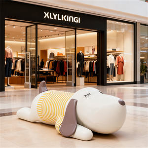 Sculpture <span class=keywords><strong>de</strong></span> <span class=keywords><strong>chien</strong></span> endormi <span class=keywords><strong>en</strong></span> fibre <span class=keywords><strong>de</strong></span> verre personnalisée pour l'affichage dans les centres commerciaux, décoration intérieure mignonne pour les magasins - Product Image 1